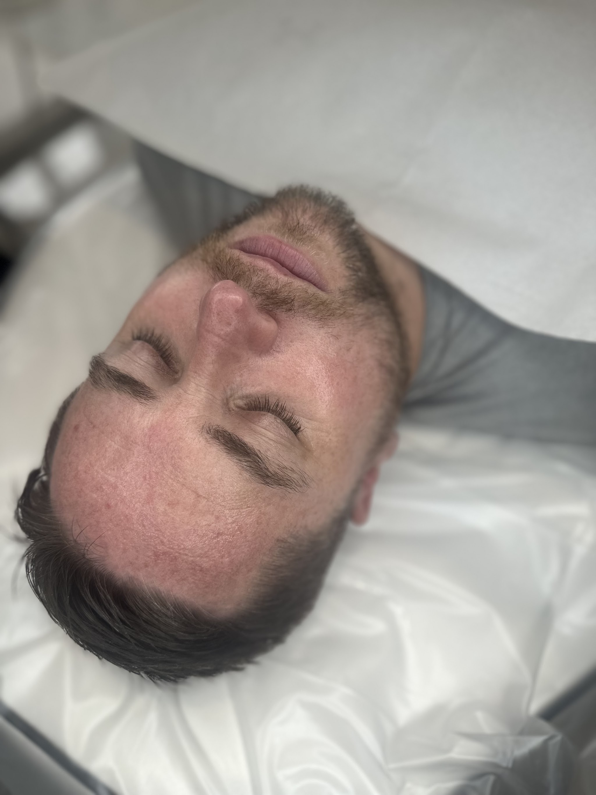 A male client after a facial